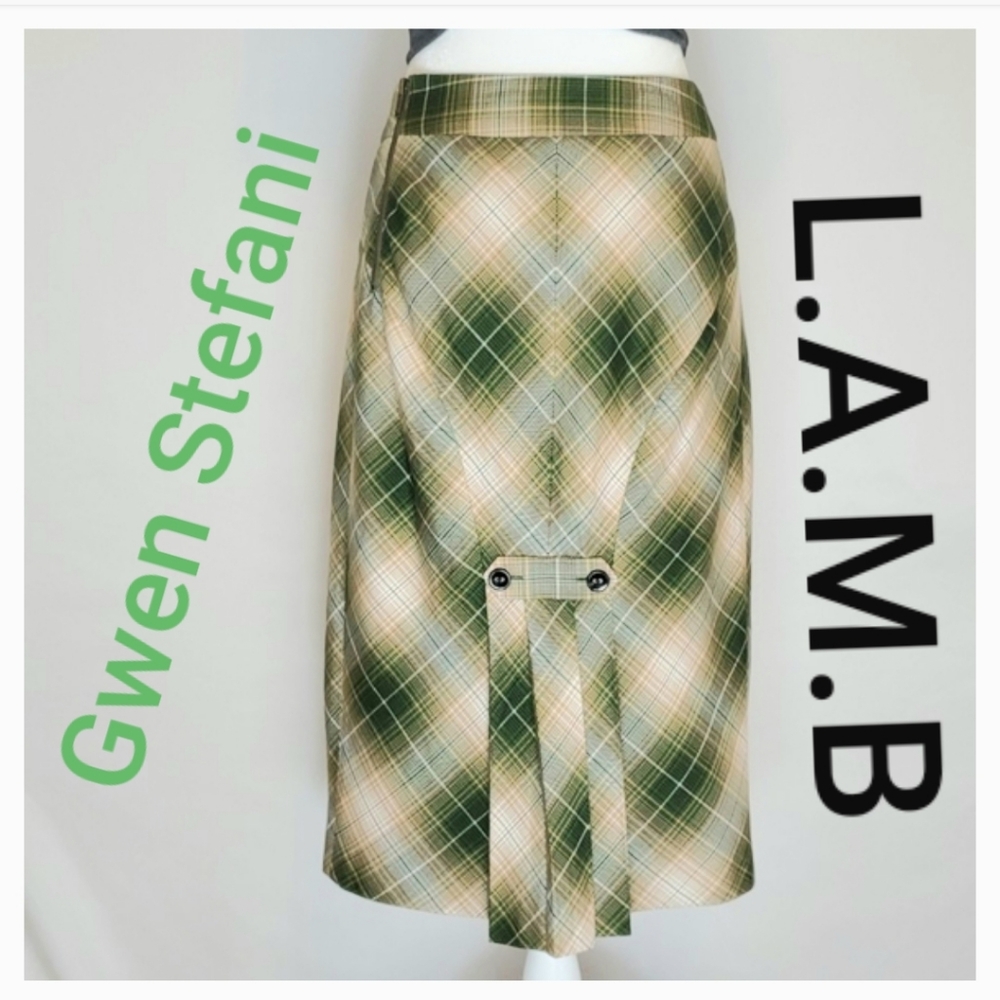 LAMB by Gwen Stefani Silk Wool Plaid Pencil Skirt